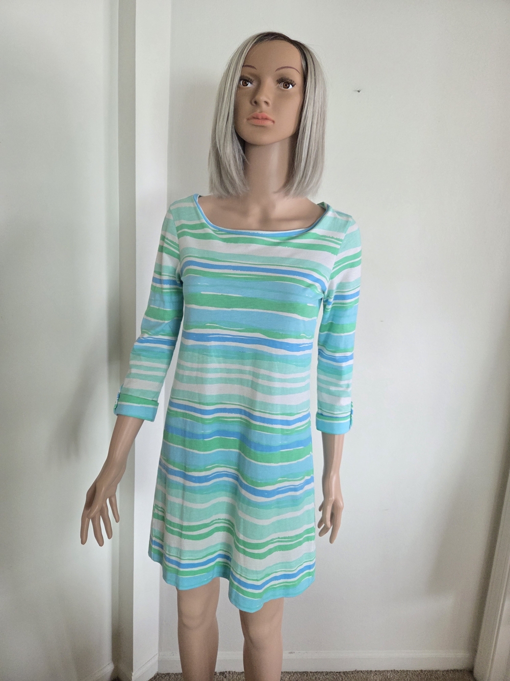 Lilly Pulitzer Linden Blue & Green Striped Dress Size XS